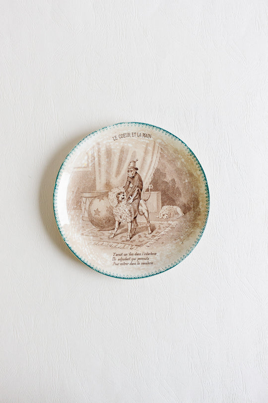 set of 4 antique french digoin sarreguemines talking plates