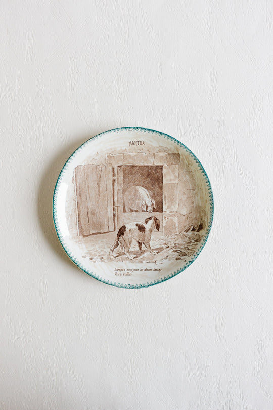 set of 4 antique french digoin sarreguemines talking plates