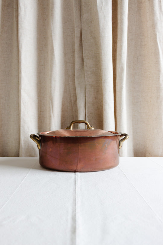 vintage french copper casserole pot