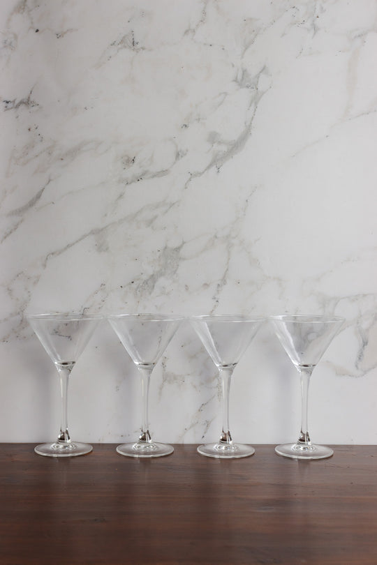 set of 4 vintage french crystal martini glasses