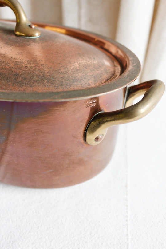 vintage french copper casserole pot