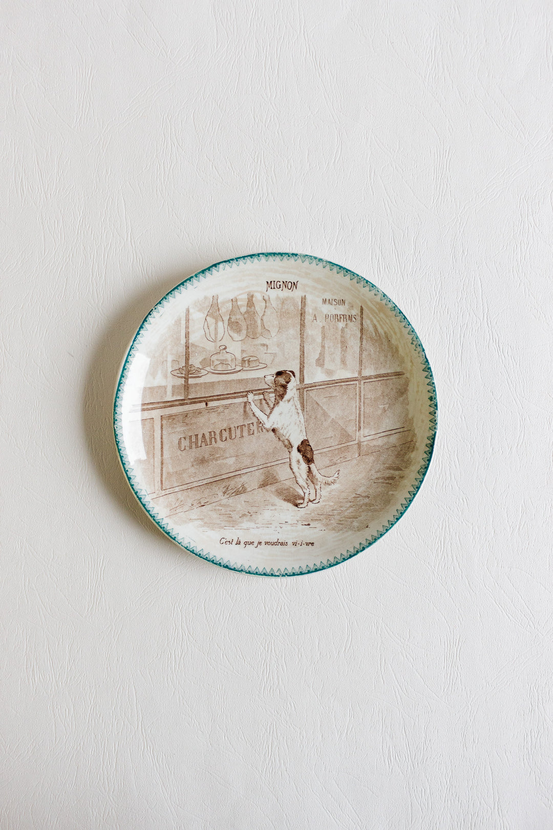 set of 4 antique french digoin sarreguemines talking plates