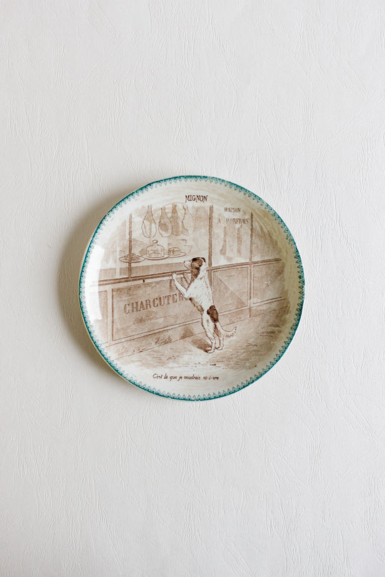 set of 4 antique french digoin sarreguemines talking plates