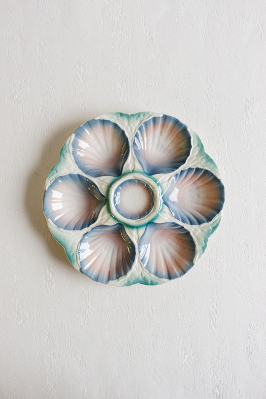 antique french digoin "mermaid" oyster plate