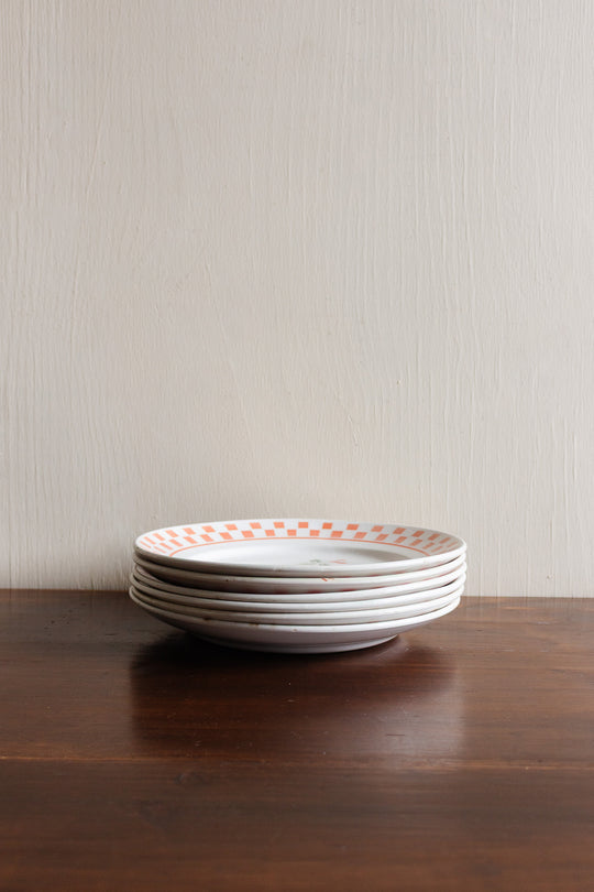 set of french orchies "grand feu" berry & checkerboard plates
