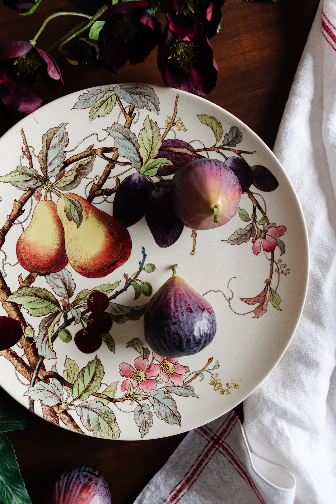 antique french sarreguemines hand painted polychrome platter circa 1900