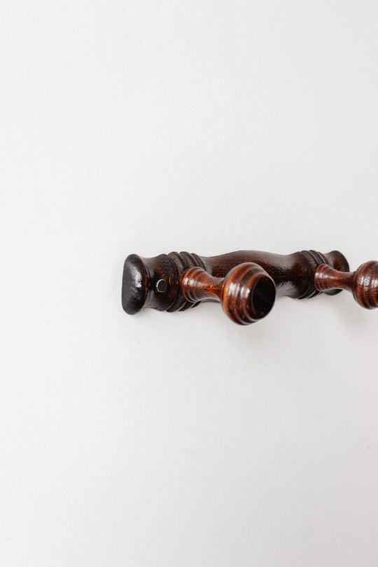 midcentury French carved wood coat rack