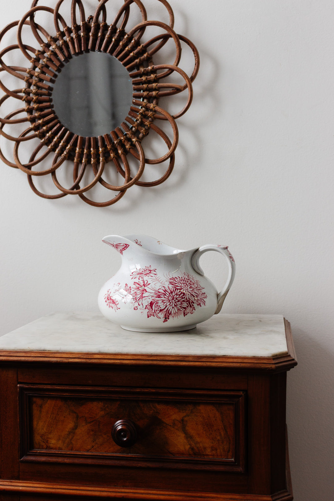 antique french "chrysanthème badonvillier" pitcher