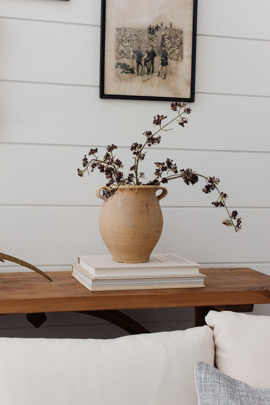 antique french stoneware double handled vase