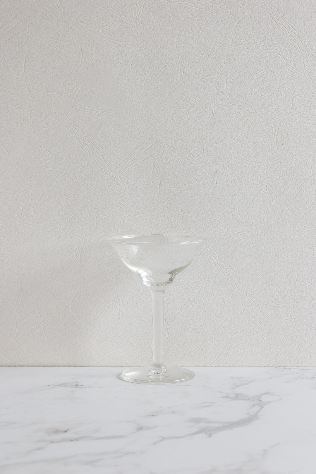 vintage french etched glass champagne coupes, set of 10