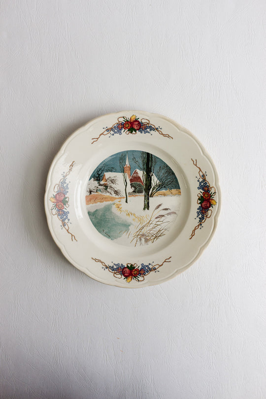 pair of antique french sarreguemines "obernai" dinner plates by h. roux