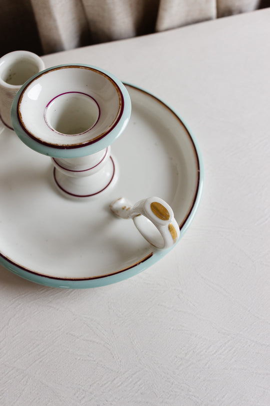 unique antique french porcelain match strike chamberstick