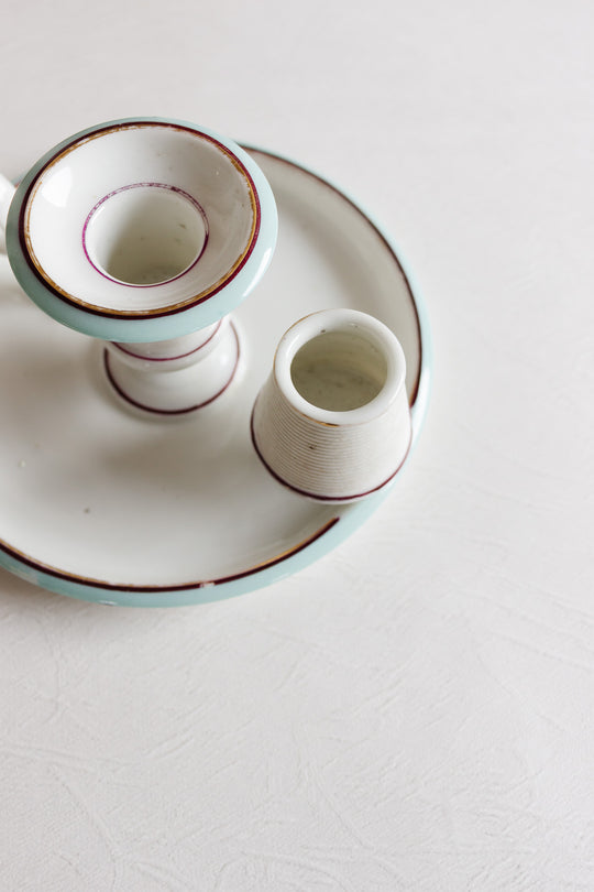 unique antique french porcelain match strike chamberstick