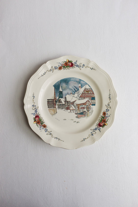 pair of antique french sarreguemines "obernai" dinner plates by h. roux