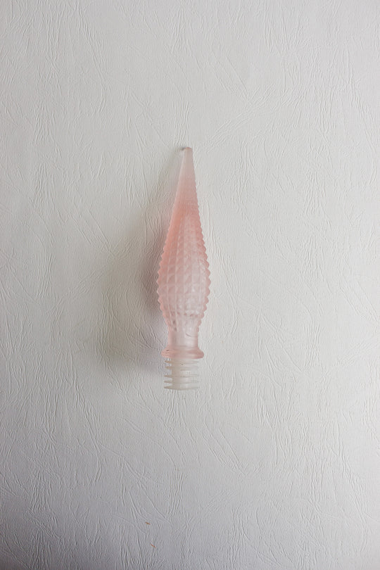 vintage french tall frosted pink glass decanter