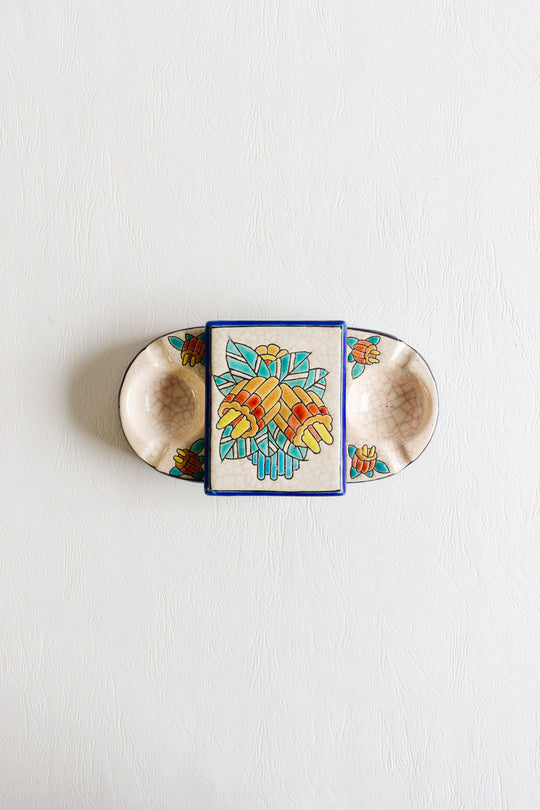 rare antique émaux de Longwy cendrier