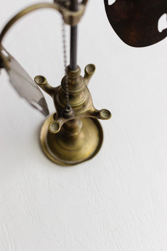 rare complete antique brass lucerne oil lamp with original tools and reflectors