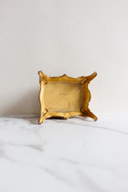 antique french bijoux heavy cast metal casket with tufted fabric lining