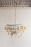 vintage Italian tole and amber tulip glass chandelier