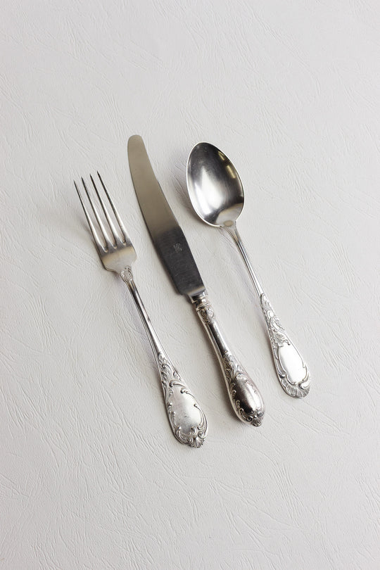 vintage soviet silverplate flatware —service for 12, Louis XV Pattern