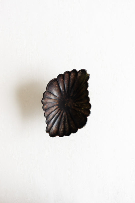 antique french cast metal pedestal dish