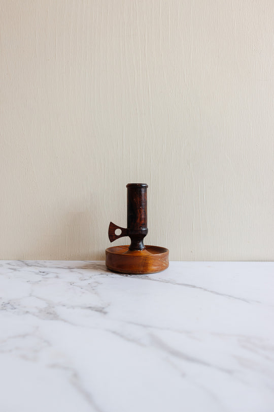 vintage european wooden mahogany candlestick