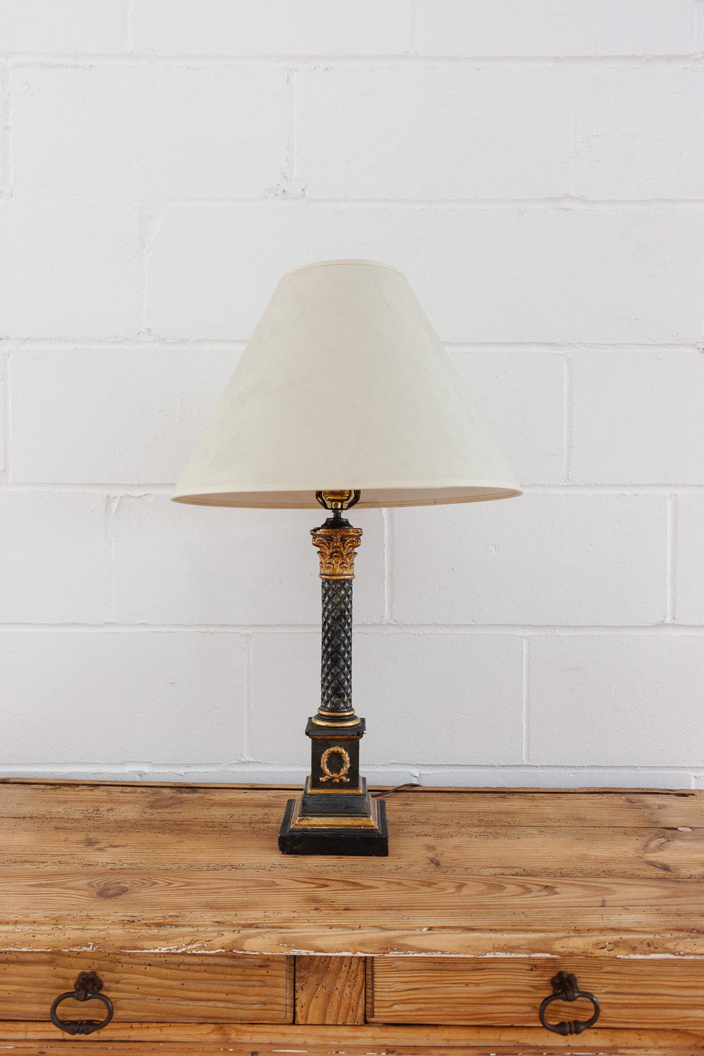 midcentury carved wood and plaster lamp