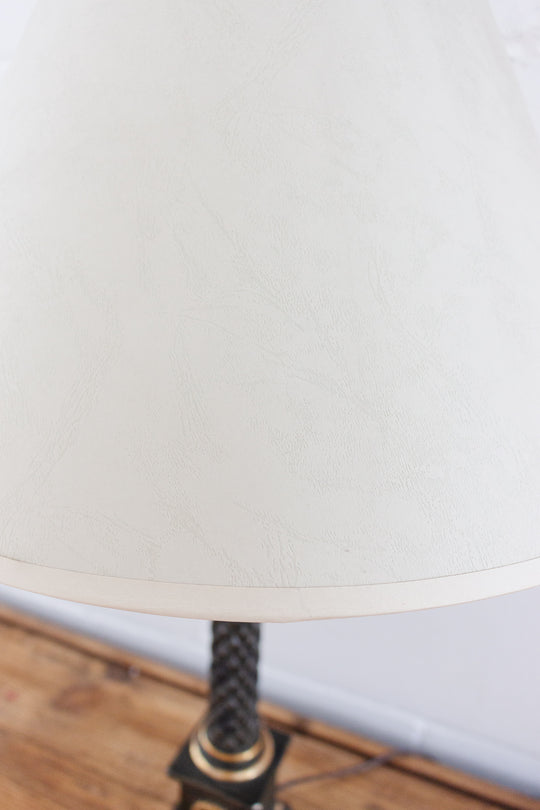 midcentury carved wood and plaster lamp