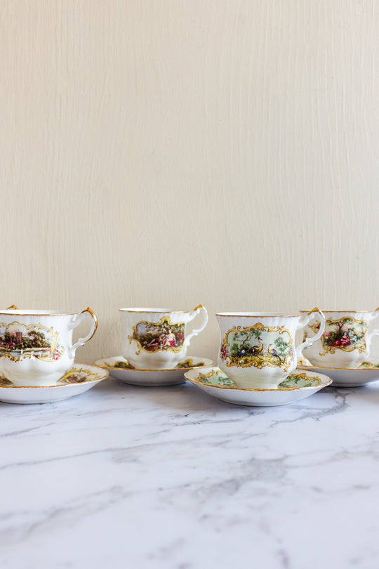 vintage paragon Chippendale teacup set of 6