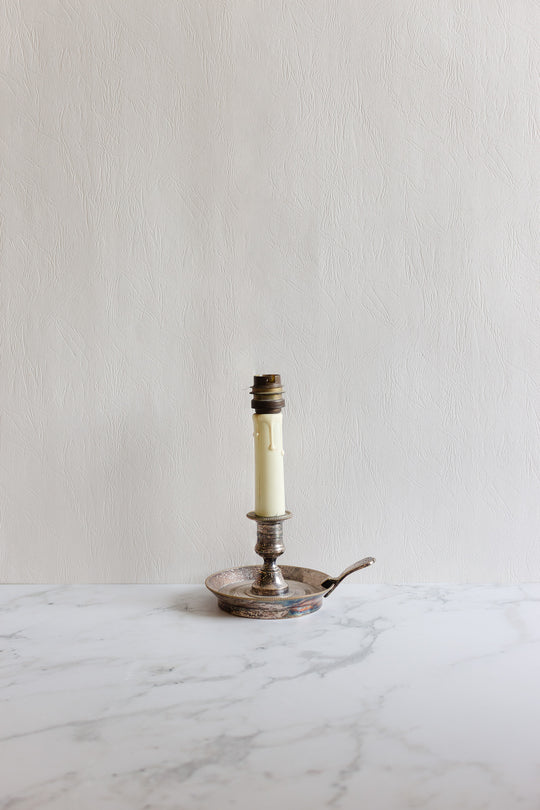 vintage french pair of silver candlestick lamps