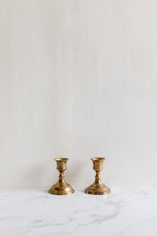 pair of vintage french brass candlesticks