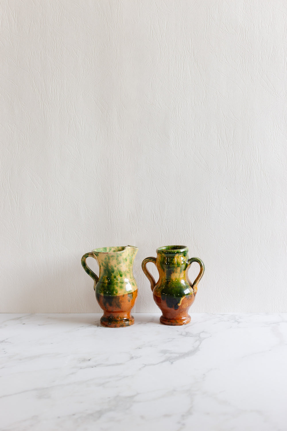 vintage french petite stoneware pitcher and vase