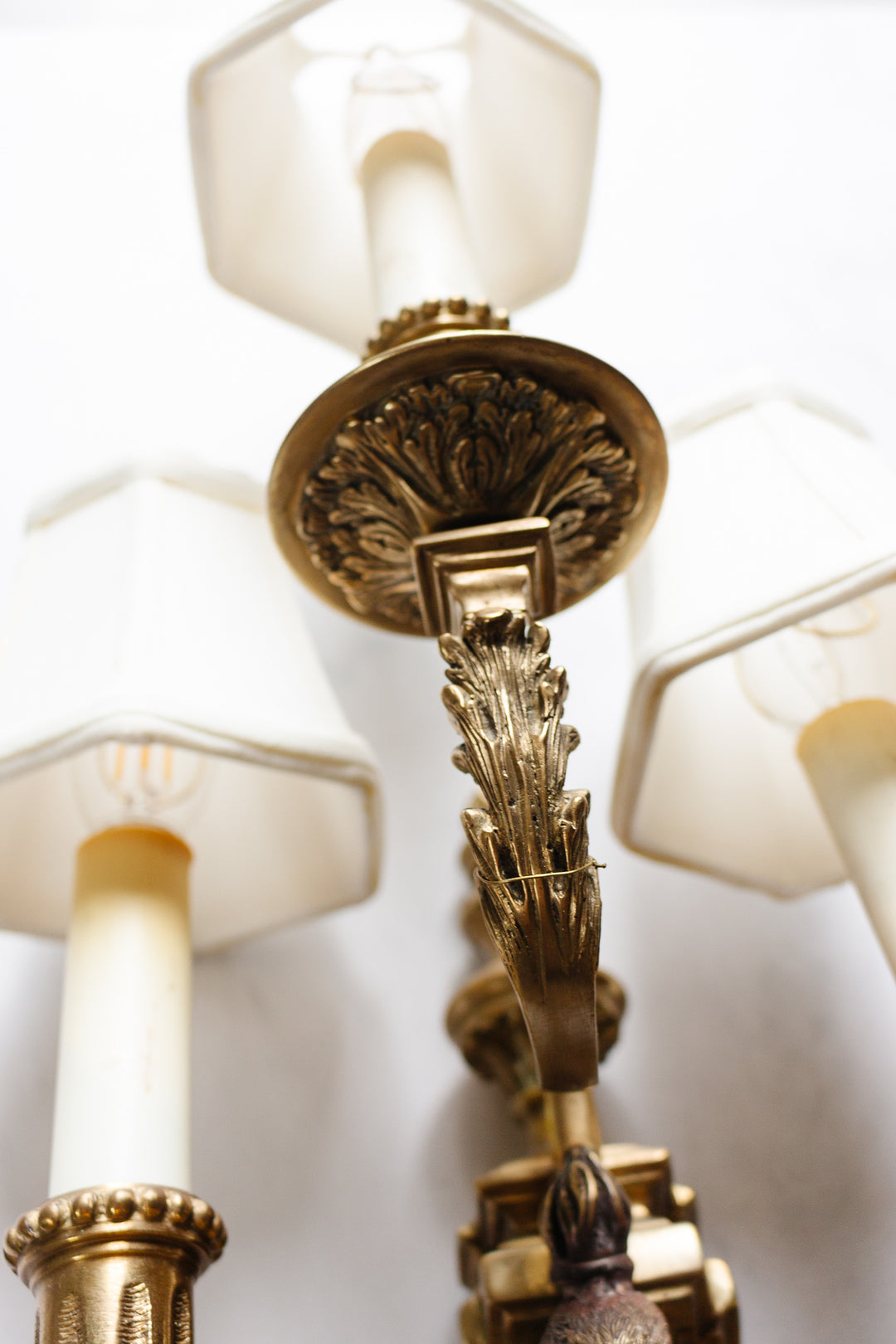 pair of vintage French bronze eagle head wall sconces