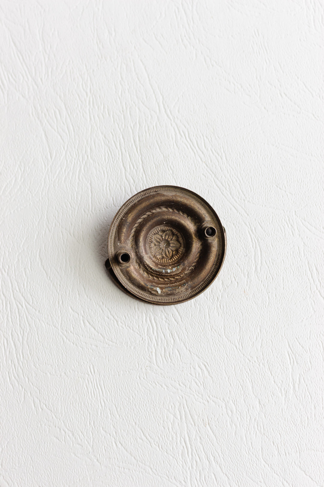 antique french floral brass ring pull cabinet knob