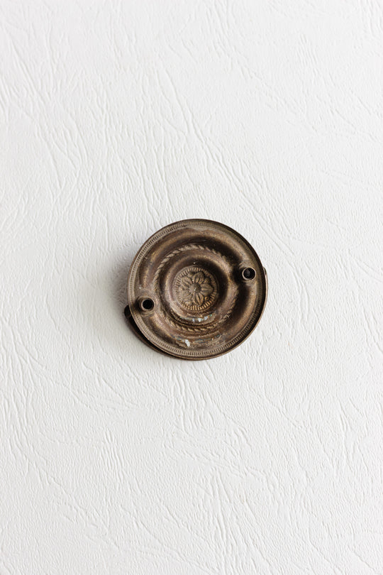antique french floral brass ring pull cabinet knob