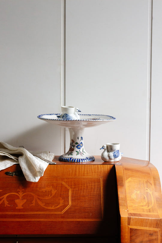 exquisite and rare antique french hand painted signed compotier