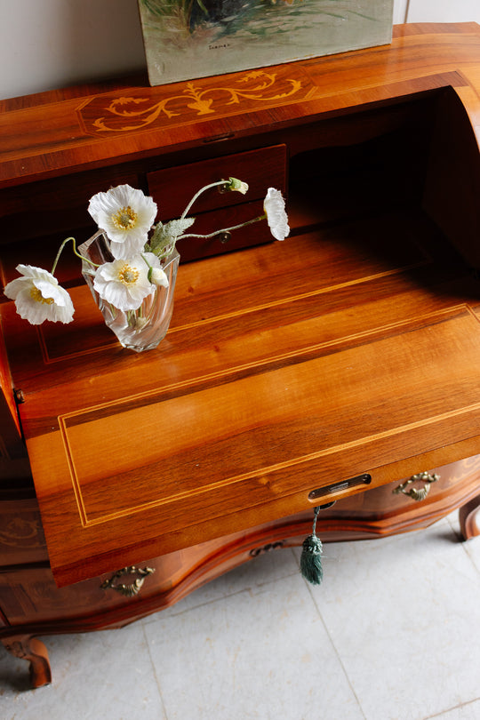 vintage italian inlay secretary desk