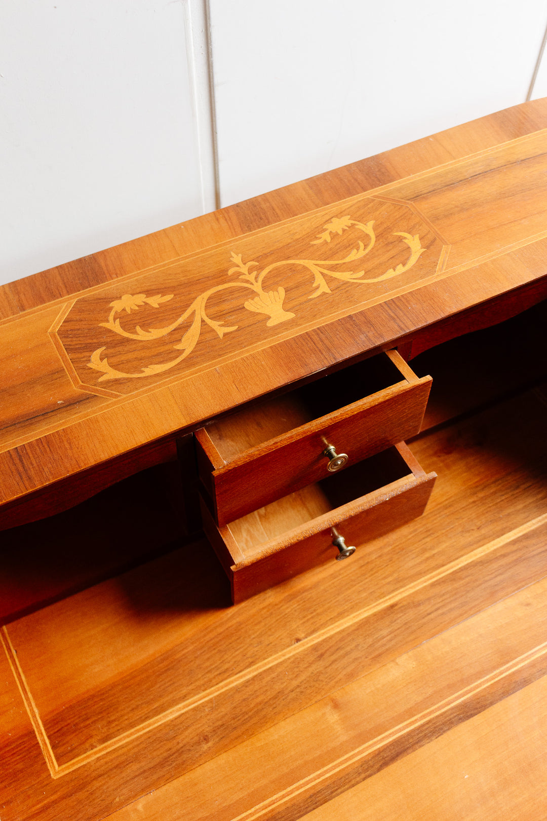 vintage italian inlay secretary desk