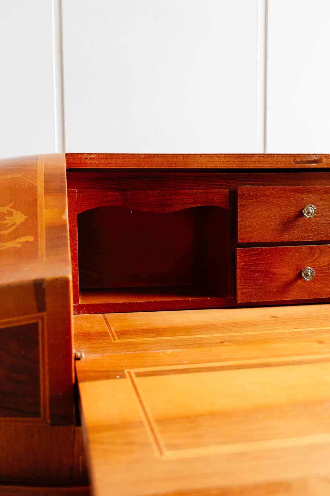 vintage italian inlay secretary desk