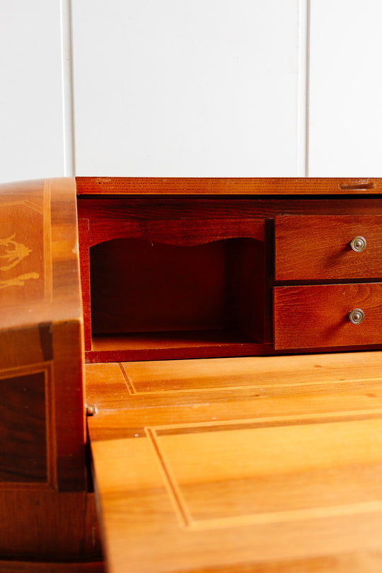 vintage italian inlay secretary desk