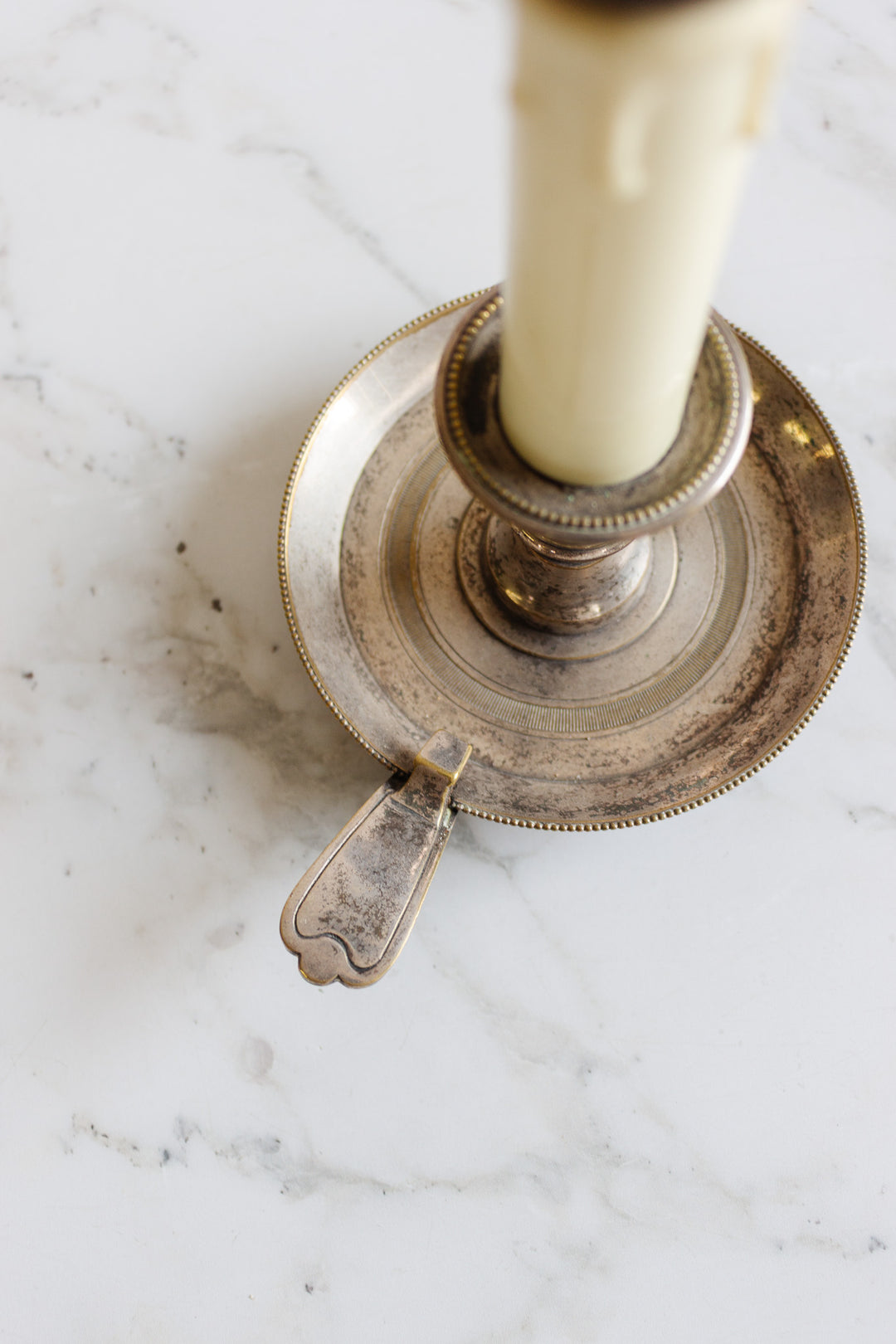 vintage french pair of silver candlestick lamps