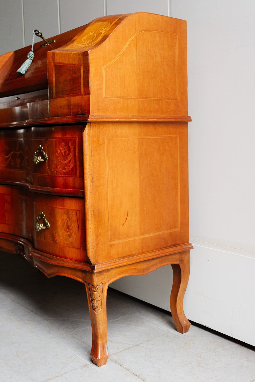 vintage italian inlay secretary desk