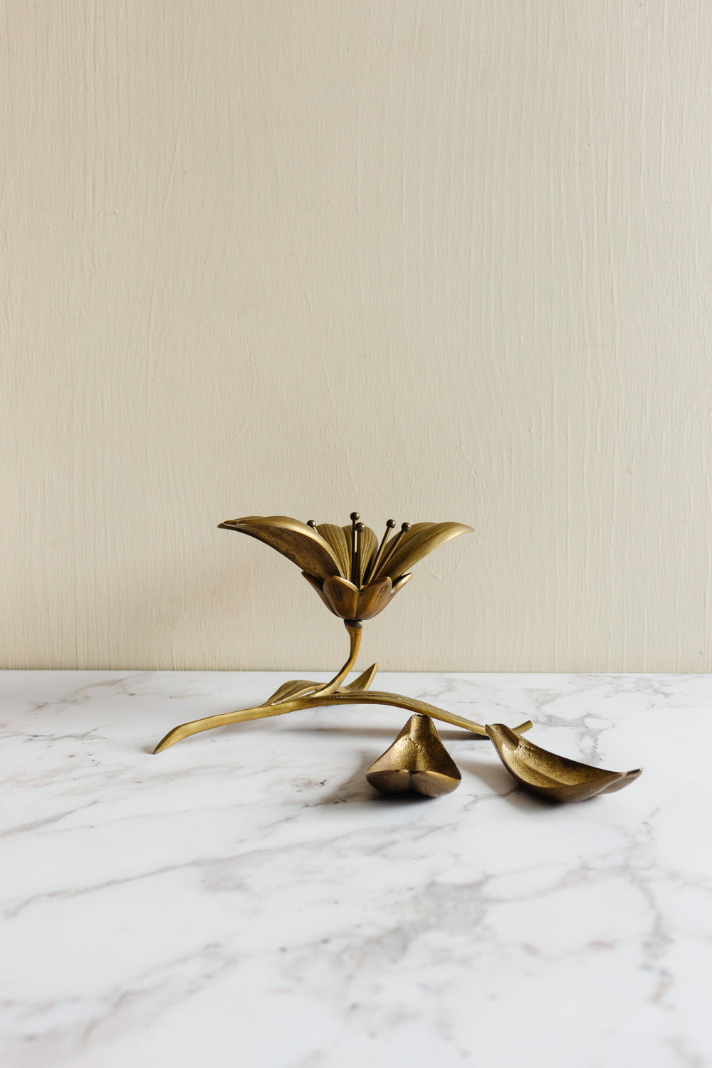 midcentury Italian brass lotus sculptural ashtray