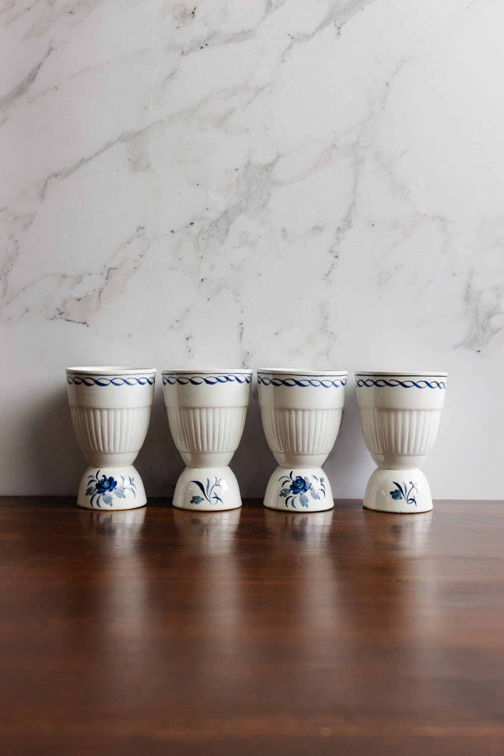 vintage adams "baltic" double egg cups, set of 4