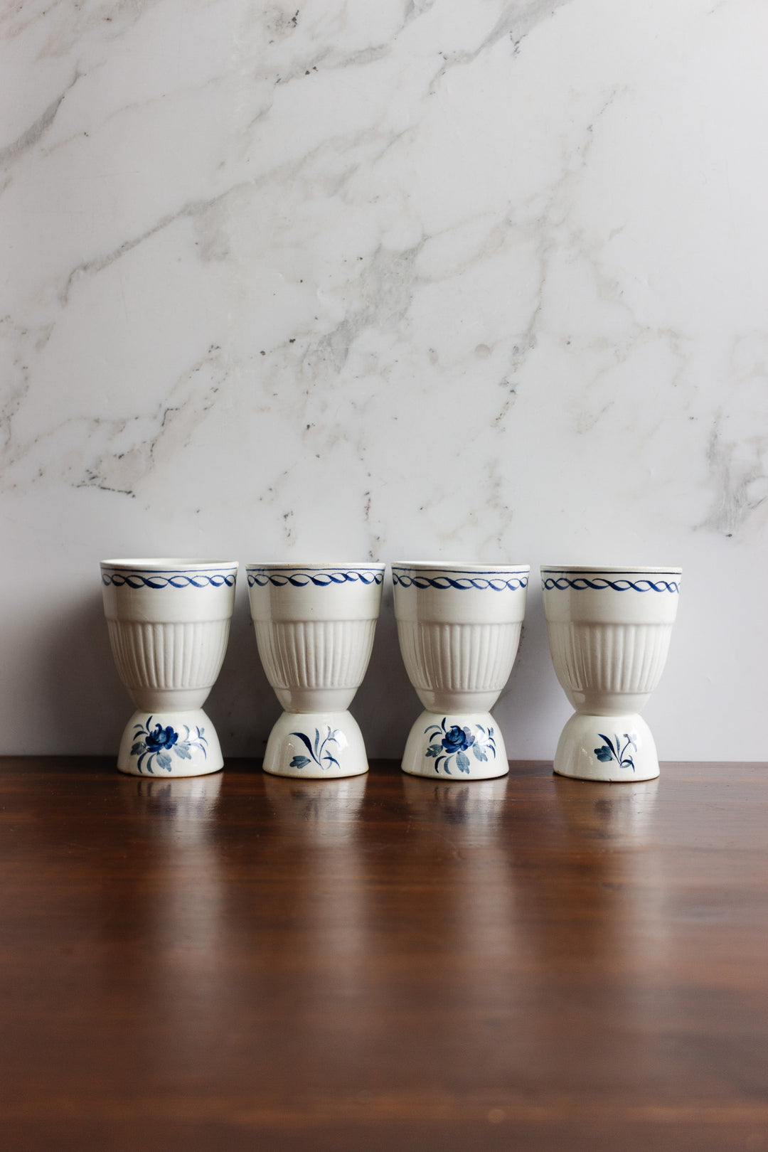 vintage adams "baltic" double egg cups, set of 4