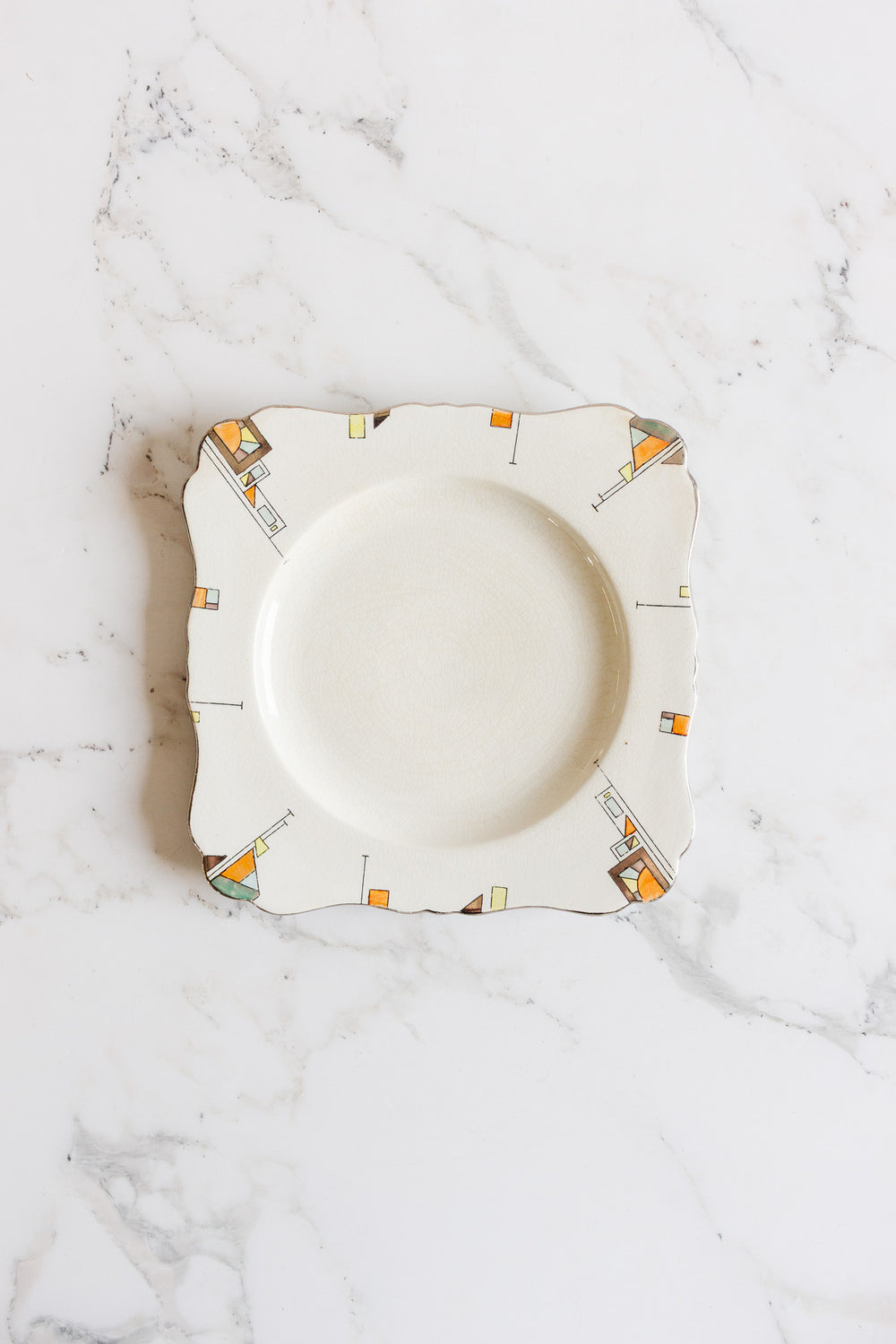rare art deco royal handpainted winton square cake plate