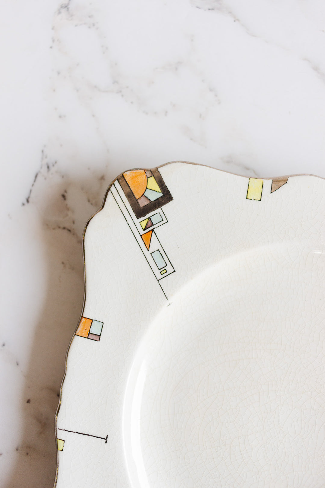 rare art deco royal handpainted winton square cake plate