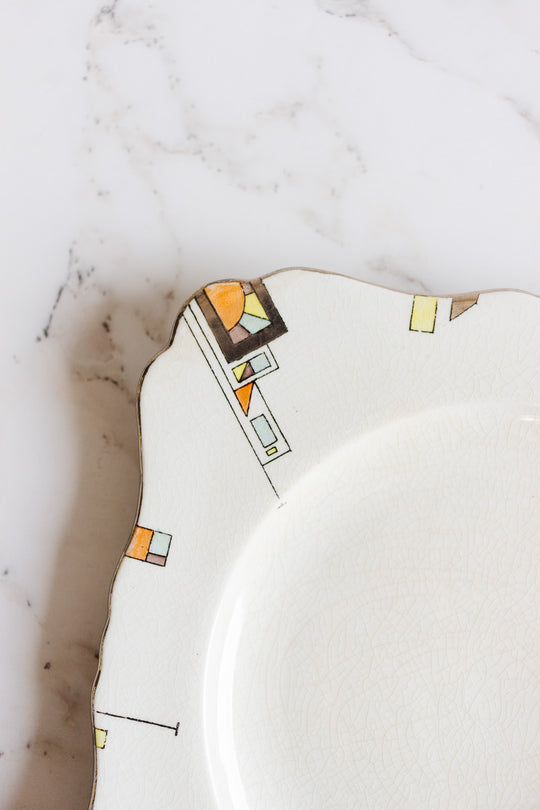 rare art deco royal handpainted winton square cake plate
