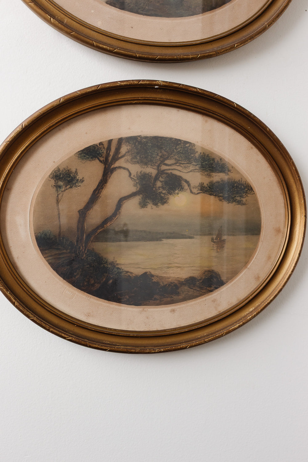 19th century french hand coloured oval engraving
