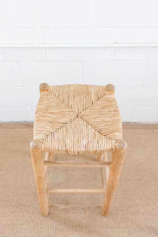 1960s French maple and rush stool